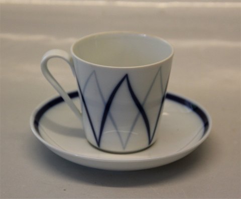 Kaffekop 7,5 x 7,5 & underkop 14 cm Dan-ild 40 Blå flamme eller Harlekin 
kaffestel