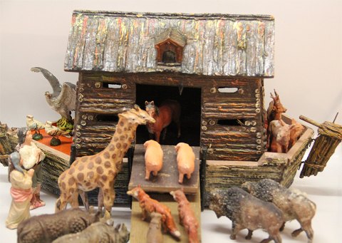 Noahs Ark Med en hel masse dyr og hr og fru Noah