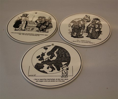Storm P plates or trivets from Knabstrup Danish Art Pottery