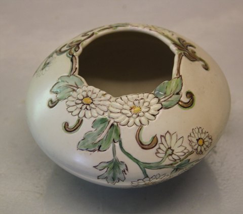 B&G Porcelain B&G 73-24 At Nouveeau Vase with Flowers in relief Signed Fanny 
Gaarde Decorated with colours ca 9 x 12.5 cm