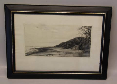 Carl Bloch Etching 1883 29 x 40 cm in old black wooden frame