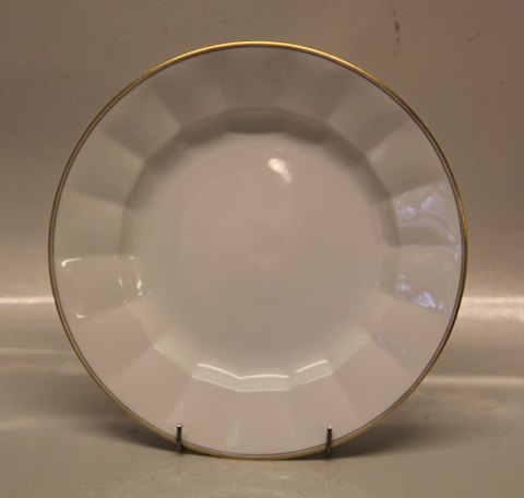 Palace - Palads 8550-1535 Luncheon plate 22.5 cm /  8.75" (621) Royal Copenhagen 
White Angular pattern with double gold trim
