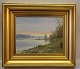 Maleri Olie på plade Mariager fjord. 37 x 43 cm E. Thorbjørn (1911-1985)