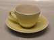 Hotelin, Yellow Aluminia Copenhagen Faience Hotel Dinnerware 3001-1 Coffee cup 
and saucer Logo