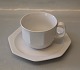 Café B&G Art Pottery tableware Cafe Black and White 	475 Large cup 6.5 cm and 
8-sided saucer 15.5 cm, WHITE
