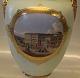 Royal Copenhagen Golden Age Painting on porcelain: Ca 1850 The Church of 
Christiansborg Castle - The parliament of Denmark before the fire. Vase 26 cm