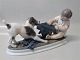 Dahl Jensen figurine 1072 Smooth Fox Terrier with Boy (DJ) 32.5 cm
