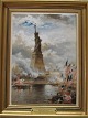 B&G Porcelain painting in golden frame: The Unveiling Of The Statue of Liberty. 
Enlightening The World. From An Orginal Painting By Edward Moran (1829-1901) 
38.5 x 30 cm No. 66 of 2500 Limited edition