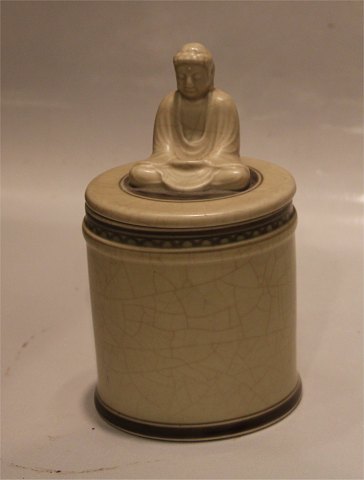Aluminia Copenhagen Faience 78-117 Box with figurine: Buddha Nils Thorsson ca 
1930 17 cm
