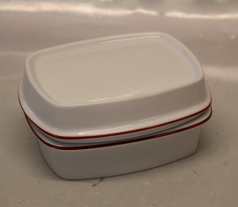 Red line Bing & Groendahl White Dinnerware, Magnussen B&G 582 Butter box 7 x 14 
cm