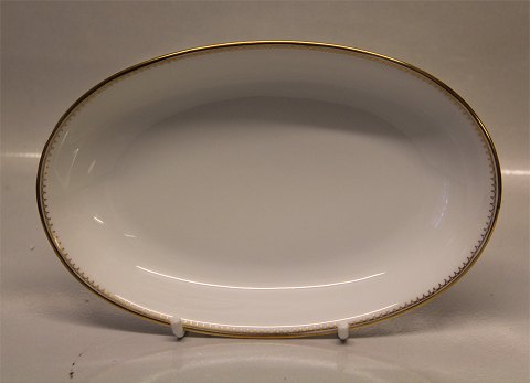 039 Fad 23 x 15 cm  (314)	 B&G Menuet: Hvidt porcelæn, takket guldkant, hvid, 
form 601 Bing & Grøndahl 
