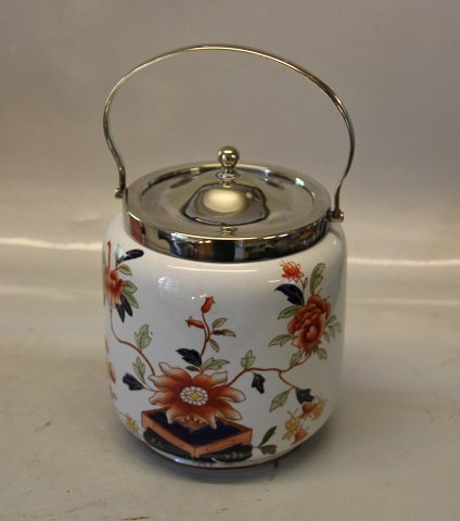 Bisquit bucket with silverplated lid  Japan England Faience EPNS 17 cm