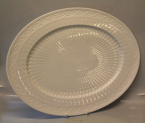 11510 Kæmpe ovalt stegefad 38.5 x 50 cm Kongelig Dansk Viftestellet, hvidt