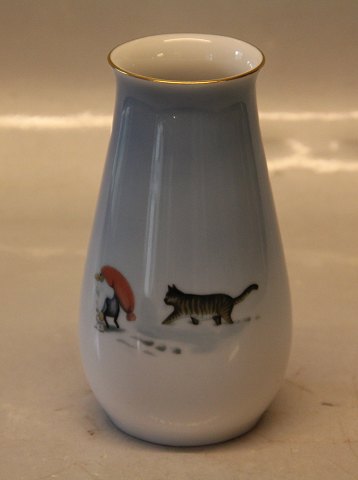 678-3503 Vase 13.5 cm Nisse og kat Wiberg "Tomten" B&G Julestel