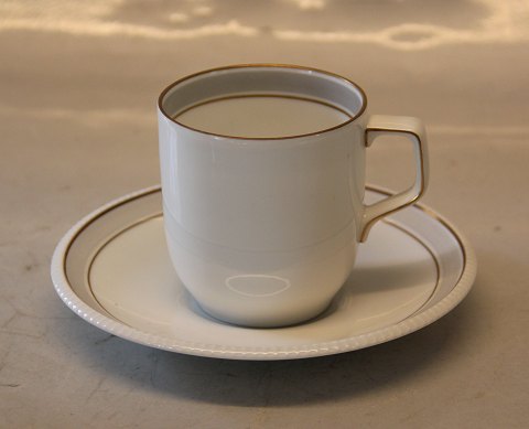 102 Cup 7 x 6.7 cm  and saucer 14 cm 1.25 dl (305) Norma B&G White with grey and 
gold rim form 674
