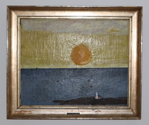 Painting Bornholm Oil on Canvas  ca 53 x 63 cm in golden frame Signed OH Oluf 
Høst