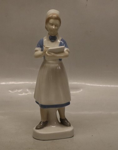 Sygeplejerske i blåt og hvidt 21 cm Tysk porcelæn