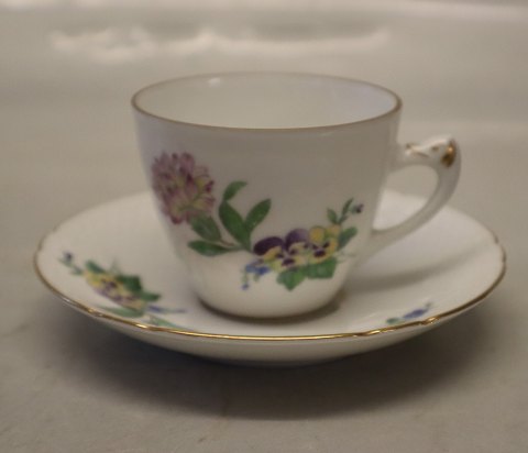 108 b Mocha cup  5.5 cm 0.75 dl and saucer  12 cm B&G Saxon Flower white 
porcelain
