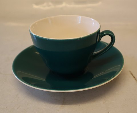 07 Coffee cup & saucer 14 cm, Dark Green Confetti Aluminia Faience