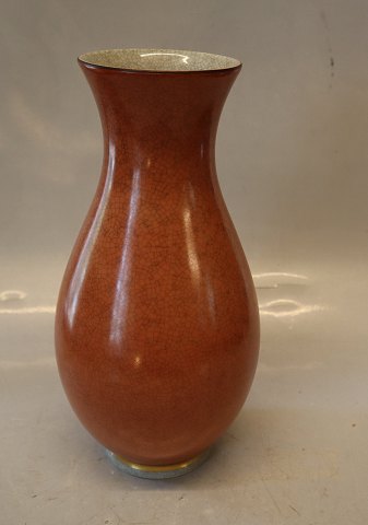 212-3473 RC Orange vase with gold and  grey 25 cm Craquelé, Royal Copenhagen  
(Crackelure)