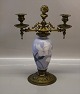 Kongelig Dansk To-armet lysestage - messing monteret på Kgl. Vase 32 cm høj
