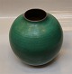 Aluminia Copenhagen Faience
Green Round Vase  in Green glaze and red clay 15 x 16 cm ca 1944