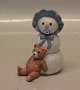 Royal Copenhagen figurine 0019 RC Snowman, baby boy in blue har with teddy  9 cm 
(1249019) Allan Therkelsen
