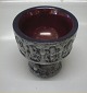 Michael Andersen Bornholm Baptism Cup 12 x 12 cm Grey glazed - red lustre glaze 
inside
