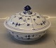 Antique 397-1 Ragout bowl, round on foot ca 17 x 24.5 cm with lid Blue Fluted 
Danish Porcelain