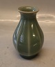 Unique Hans Henrik Hansen Vase green with lines under the glaze 13 cm HHH Royal 
Copenhagen Art Pottery
