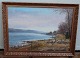 Painting Scenery from Mariager Fjord ca 57 x 76 cm including golden frame  E. 
Thorbjørn