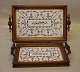 Trays with Blue Fluted Faience with wooded frame and handles