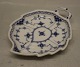 547-1 Accent dish with handle, leaf shaped 18.5 cm Blue Fluted Danish Porcelain 
half lace
