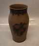 Brown Vase 19.5 cm Fruit decoration #47 L. Hjorth Bornholm Denmark