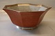 212-3069 RC Orange bowl with gold and grey 13 x 28 cm Craquelé, Royal Copenhagen  (Crackelure)