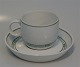 102 Cup and saucer 1.25 dl (305) Olympia B&G porcelain White base, pattern of 
green lines, on form 43 same as Delphi
